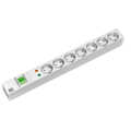 19" 7-voudige stekkerdoos, schakelaar en ovespan.beveiliging 2m